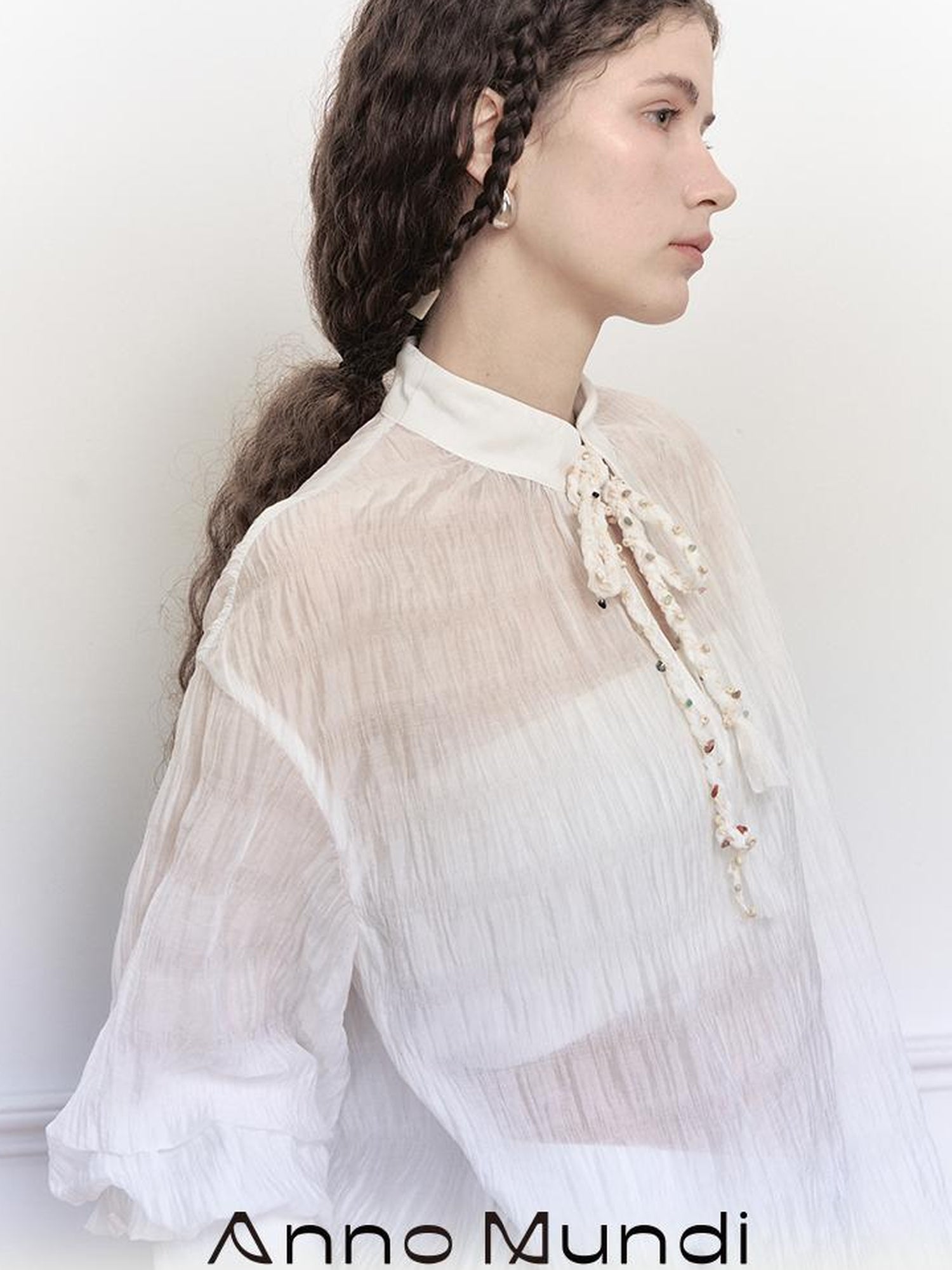 AnnoMundi Tencel Woven Trim Sheer Shirt