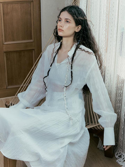 AnnoMundi Tencel Woven Trim Sheer Shirt