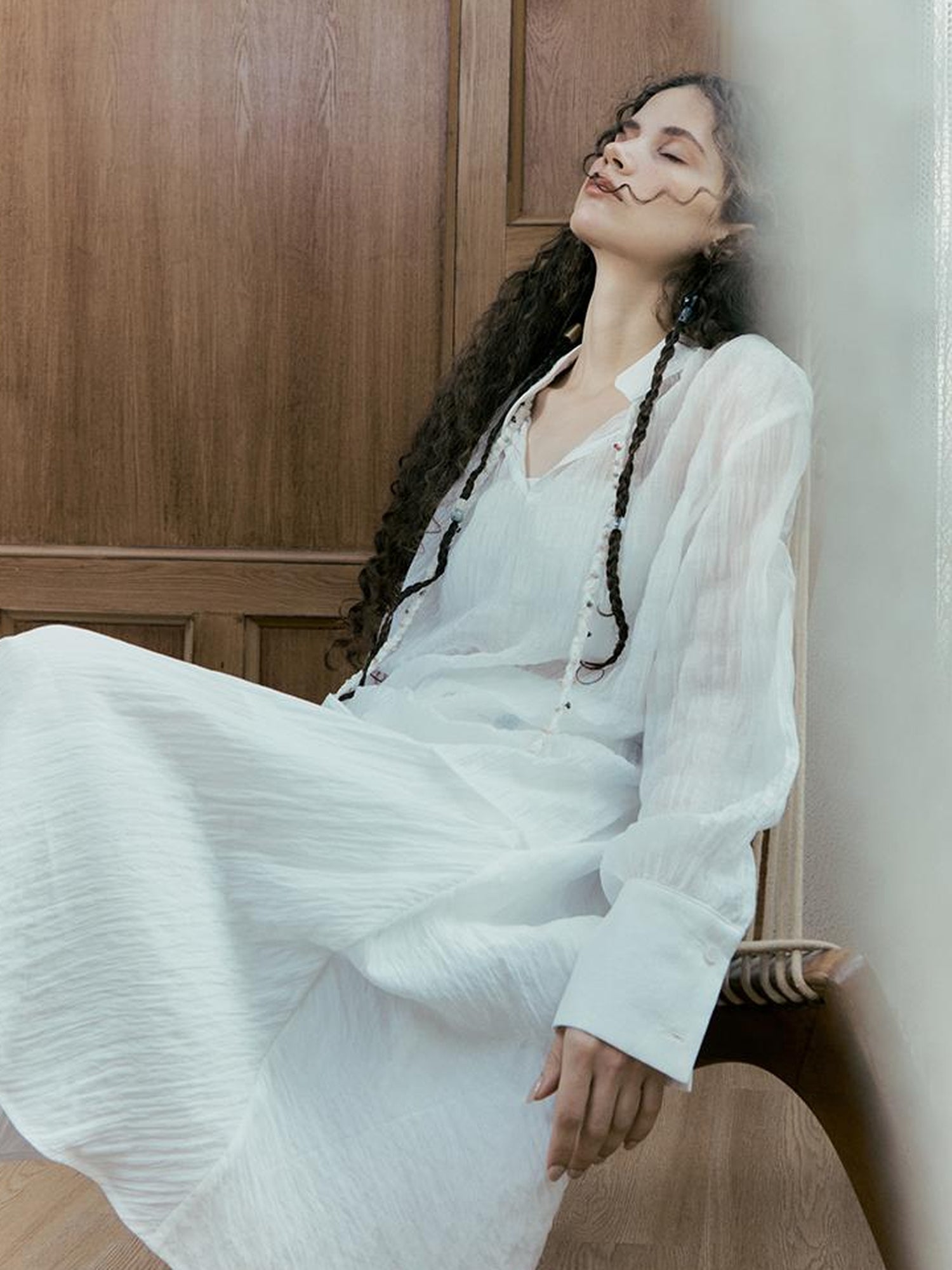 AnnoMundi Tencel Woven Trim Sheer Shirt