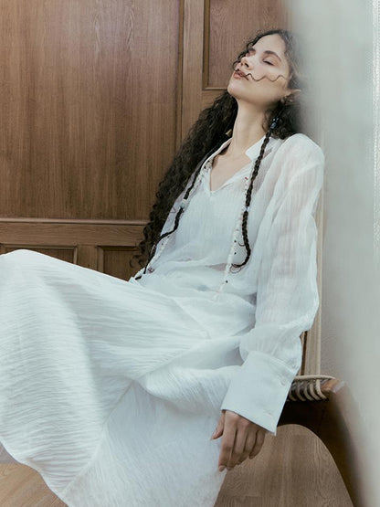 AnnoMundi Tencel Woven Trim Sheer Shirt