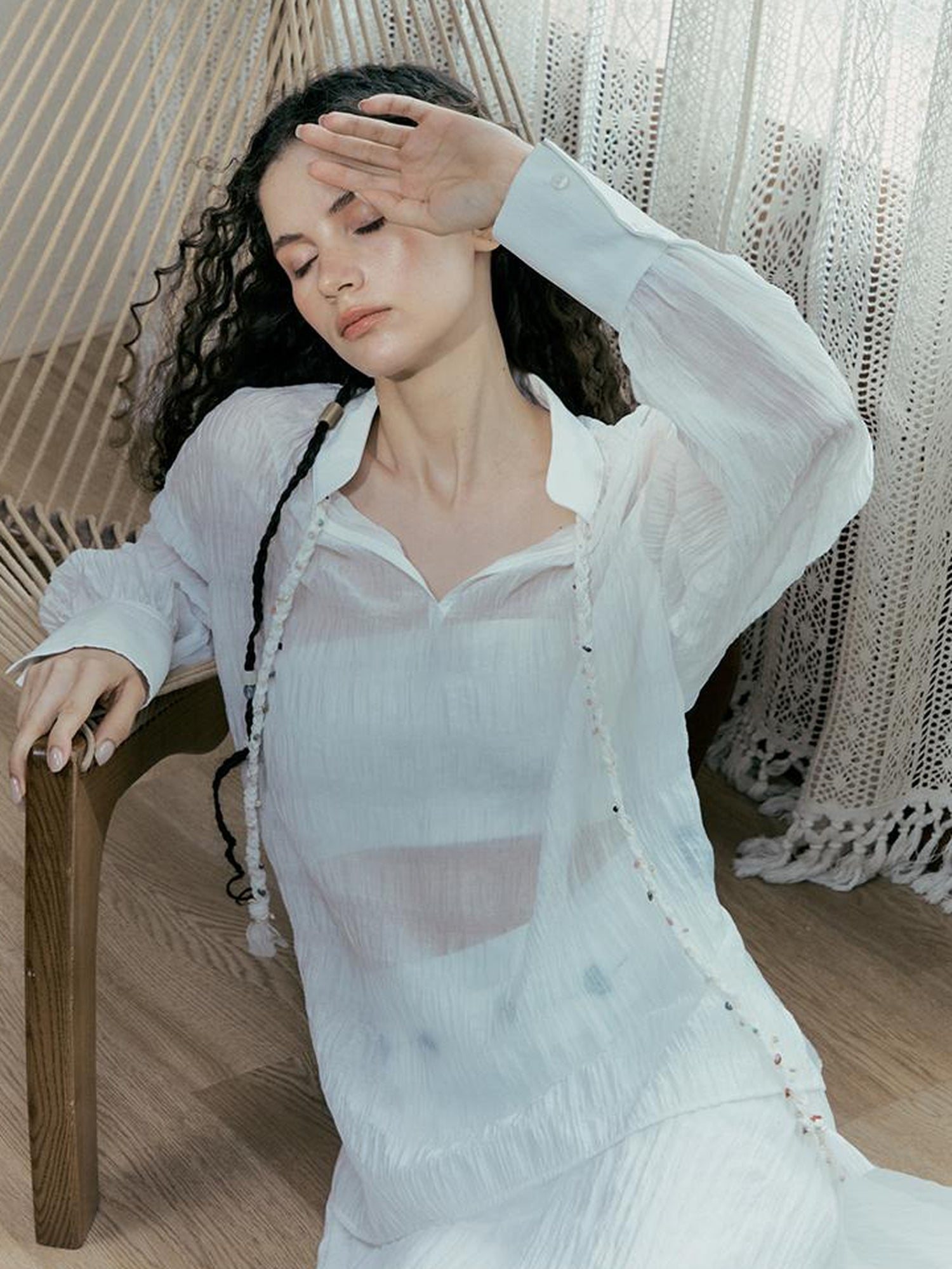 AnnoMundi Tencel Woven Trim Sheer Shirt