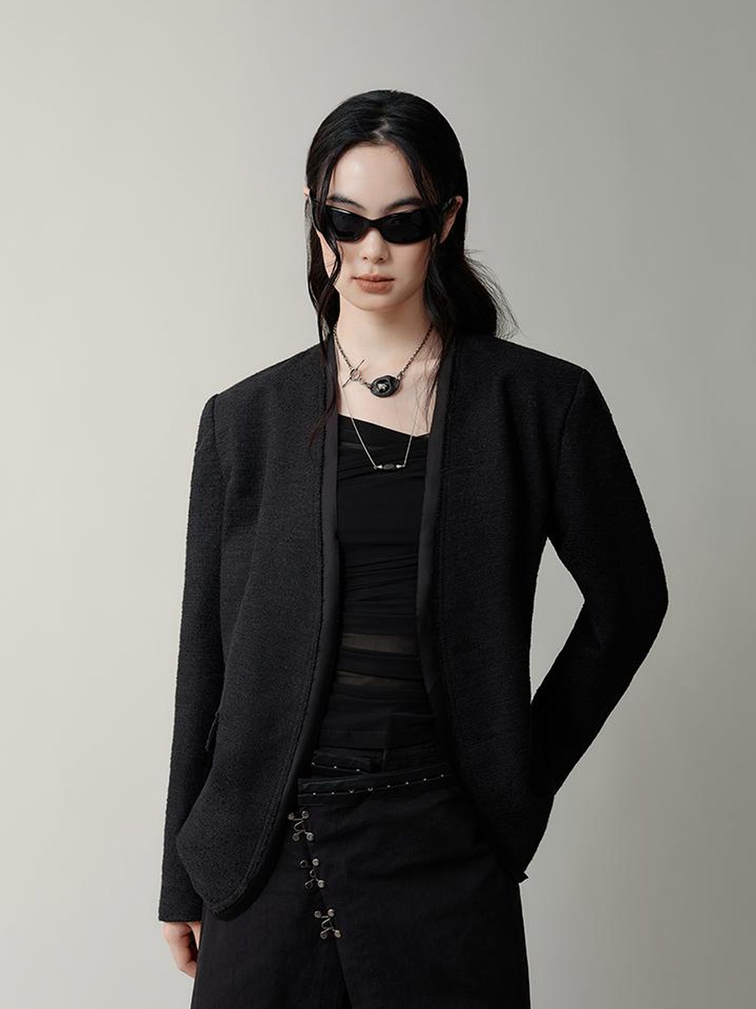 AnnoMundi Textured Arc Panel Blazer