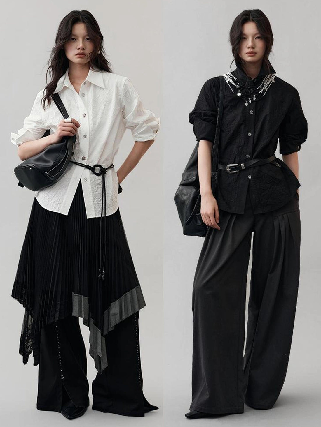 AnnoMundi Textured Bird Button Asymmetric Shirt Shirts