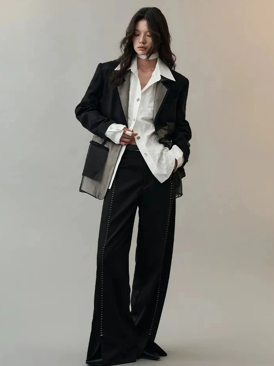 AnnoMundi Textured Bird Button Asymmetric Shirt Shirts