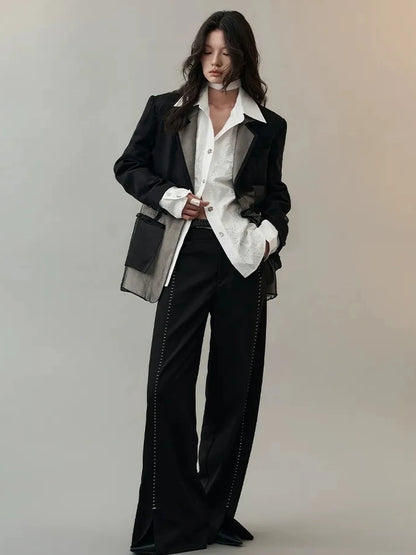 AnnoMundi Textured Bird Button Asymmetric Shirt Shirts