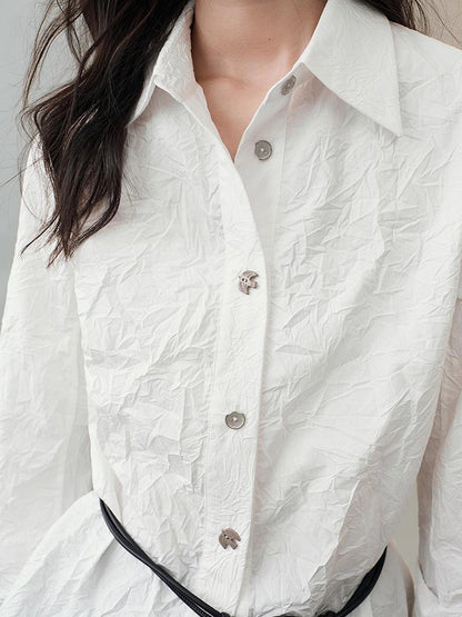 AnnoMundi Textured Bird Button Asymmetric Shirt Shirts