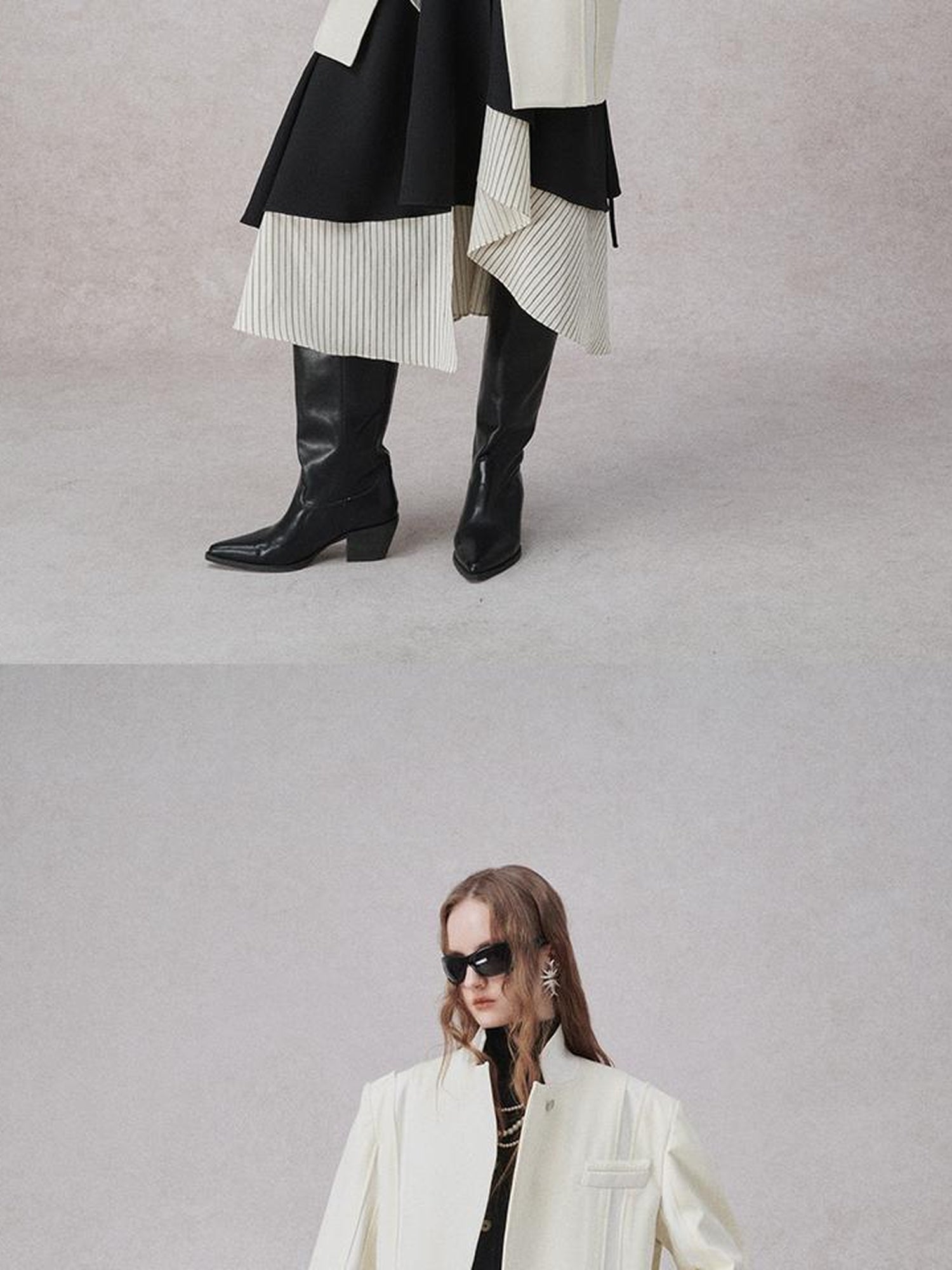 AnnoMundi Textured Contrast Blazer With Asymmetric Seaming