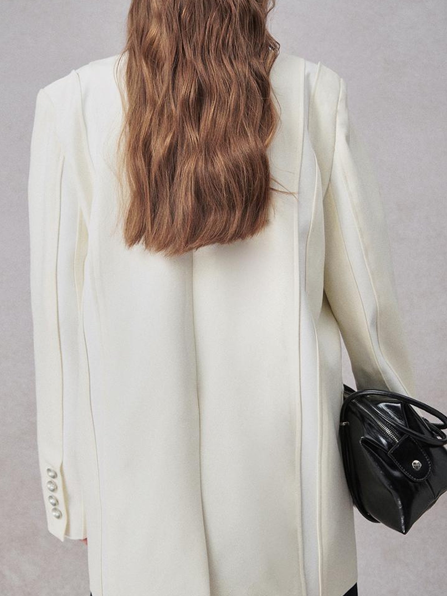 AnnoMundi Textured Contrast Blazer With Asymmetric Seaming