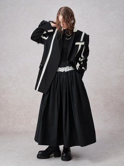 AnnoMundi Textured Contrast Blazer With Asymmetric Seaming