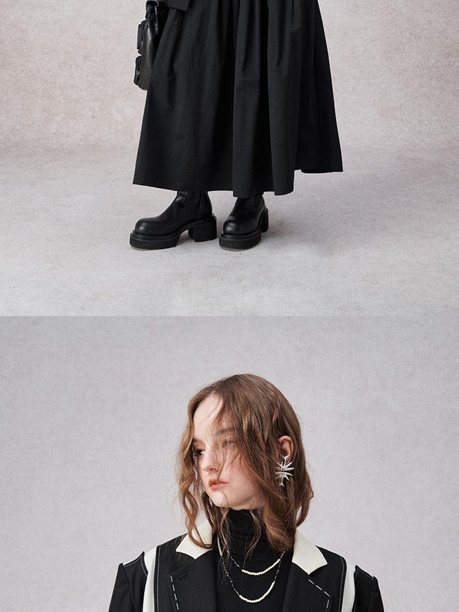 AnnoMundi Textured Contrast Blazer With Asymmetric Seaming