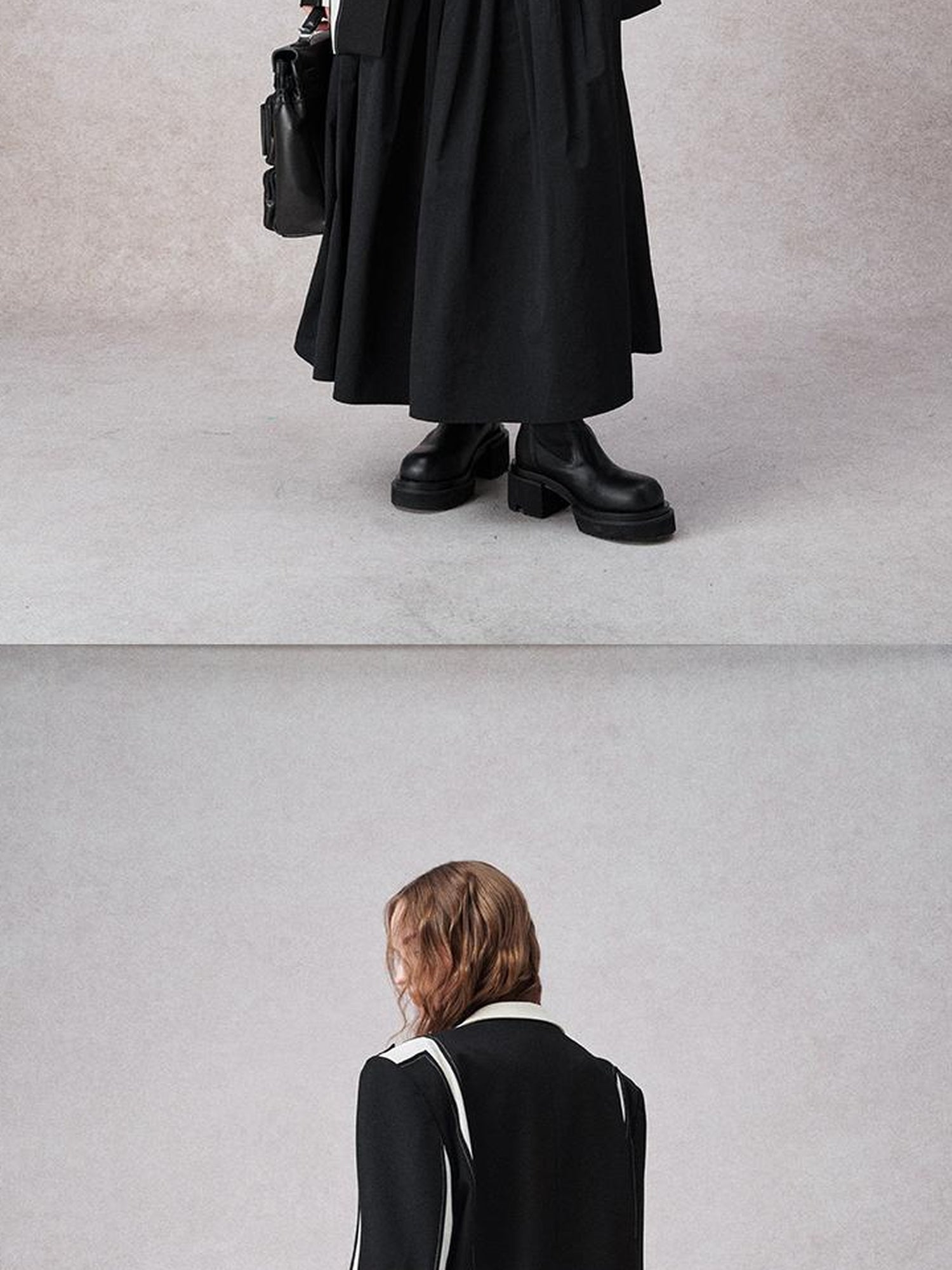 AnnoMundi Textured Contrast Blazer With Asymmetric Seaming