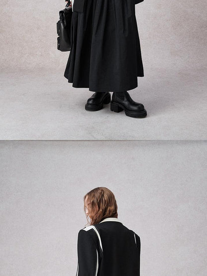 AnnoMundi Textured Contrast Blazer With Asymmetric Seaming