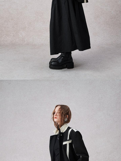 AnnoMundi Textured Contrast Blazer With Asymmetric Seaming