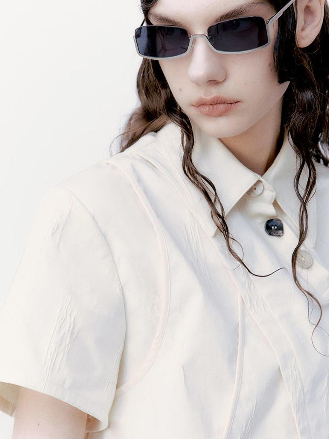 AnnoMundi Textured Cotton Shirt And Pleated Skirt Set