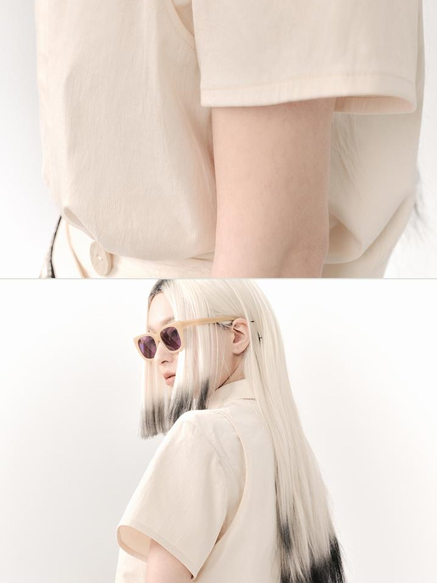 AnnoMundi Textured Cotton Shirt And Pleated Skirt Set