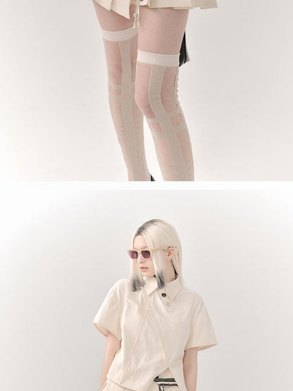 AnnoMundi Textured Cotton Shirt And Pleated Skirt Set
