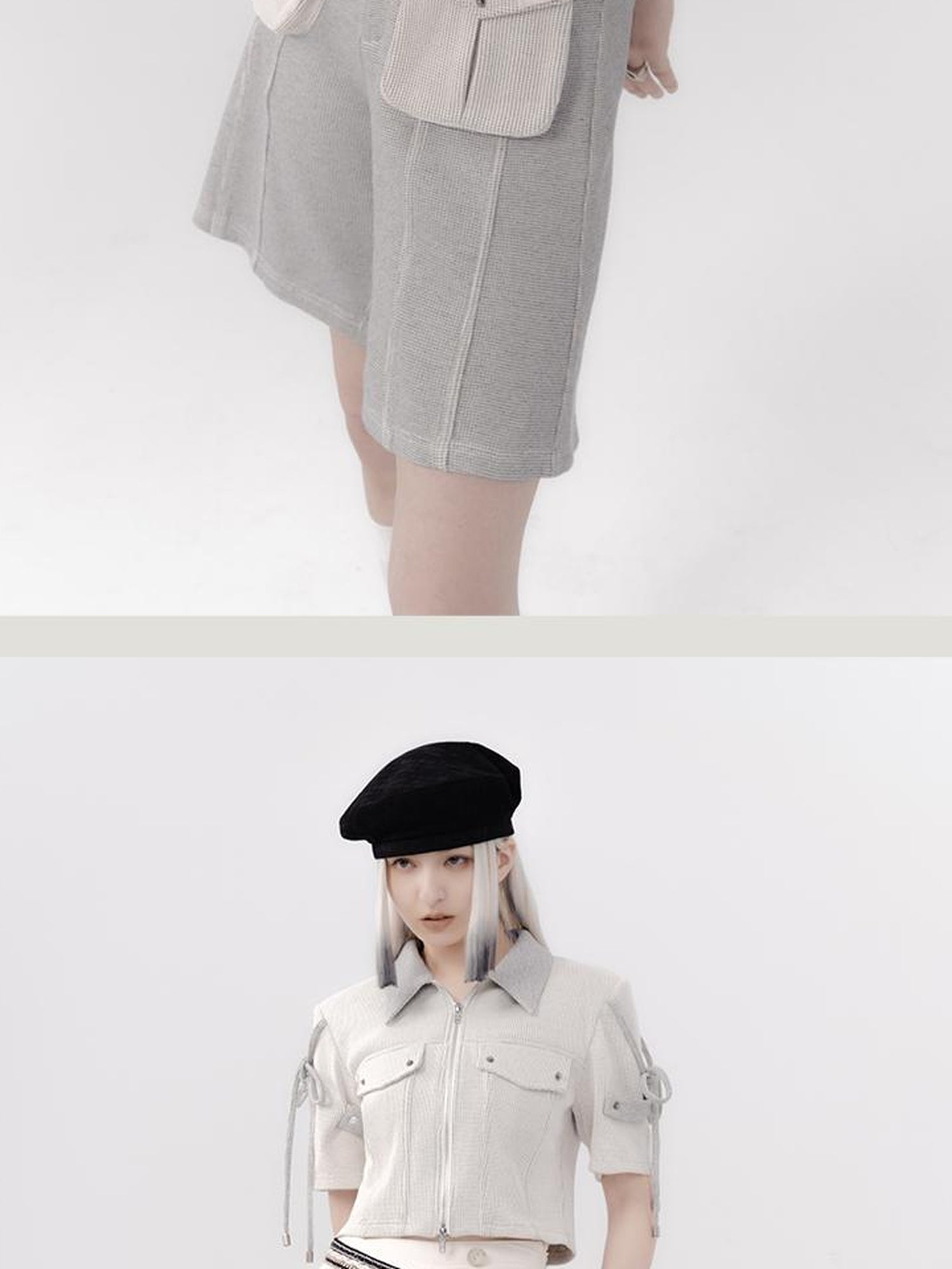 AnnoMundi Textured Cotton Shirt And Pleated Skirt Set