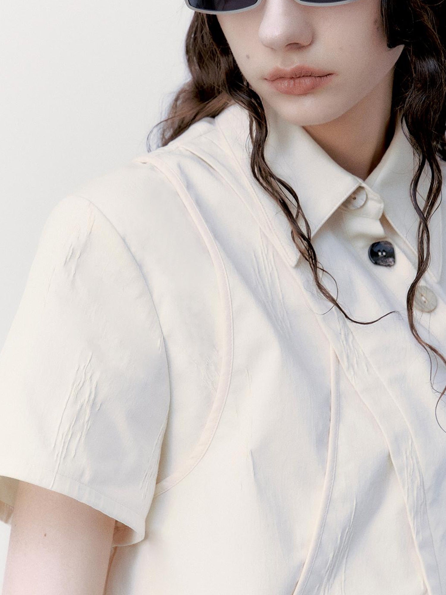 AnnoMundi Textured Cotton Shirt And Pleated Skirt Set