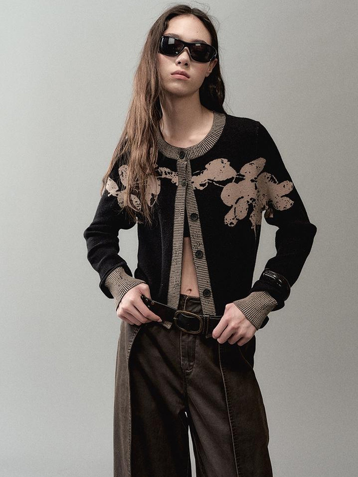 AnnoMundi Textured Floral Knit Cardigan