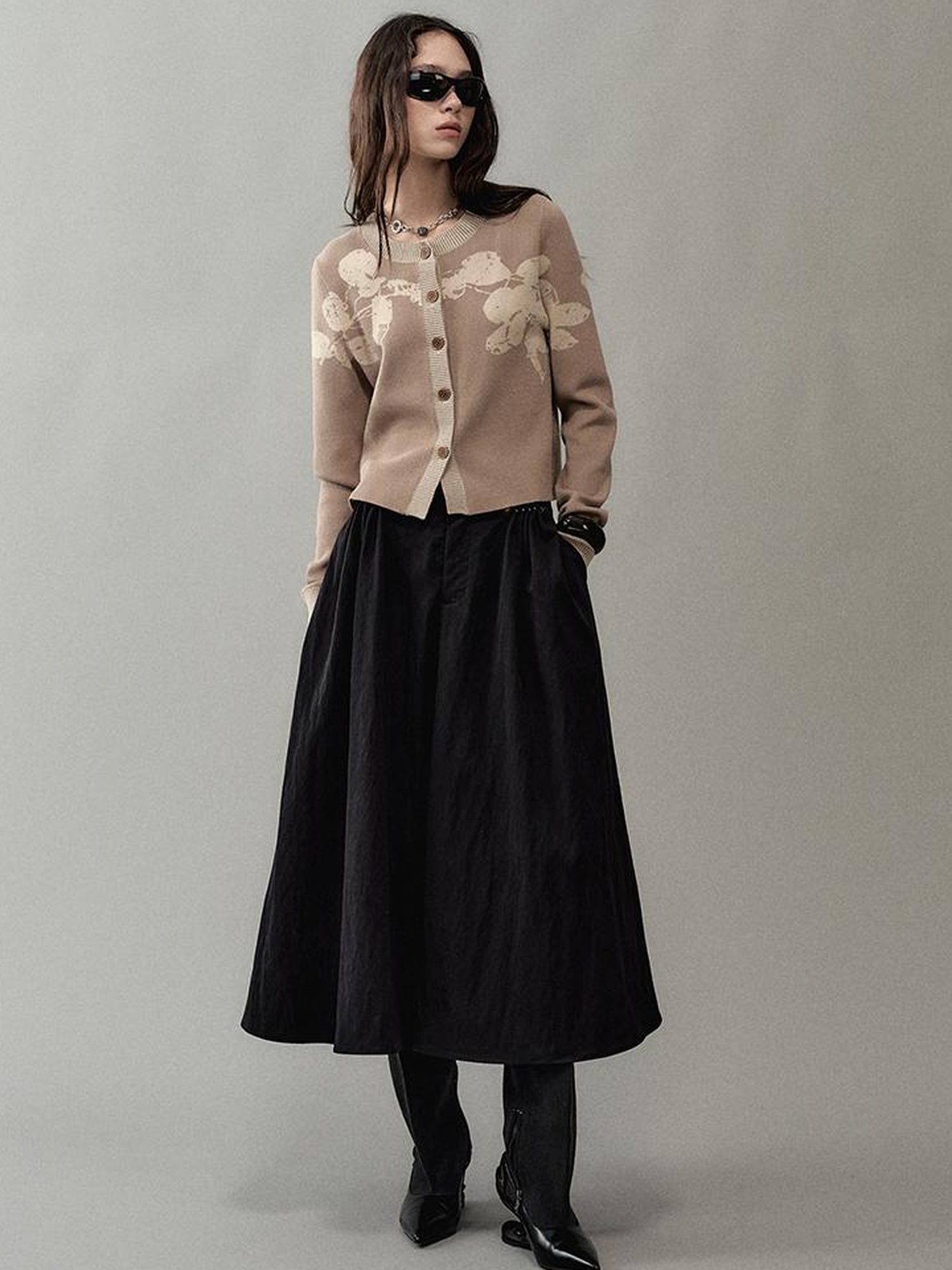 AnnoMundi Textured Floral Knit Cardigan