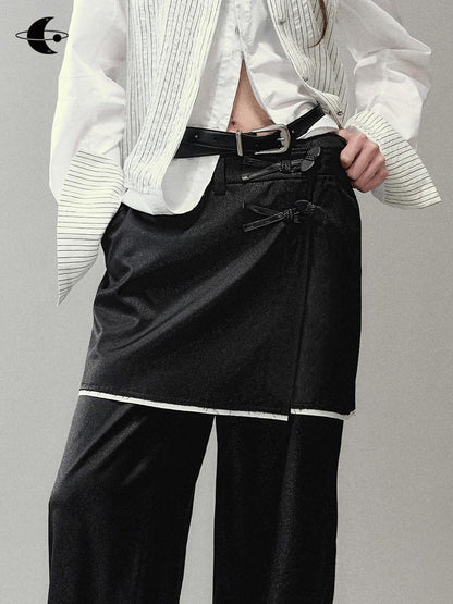 AnnoMundi Textured Glitter Split Hem Trousers With Detachable Skirt