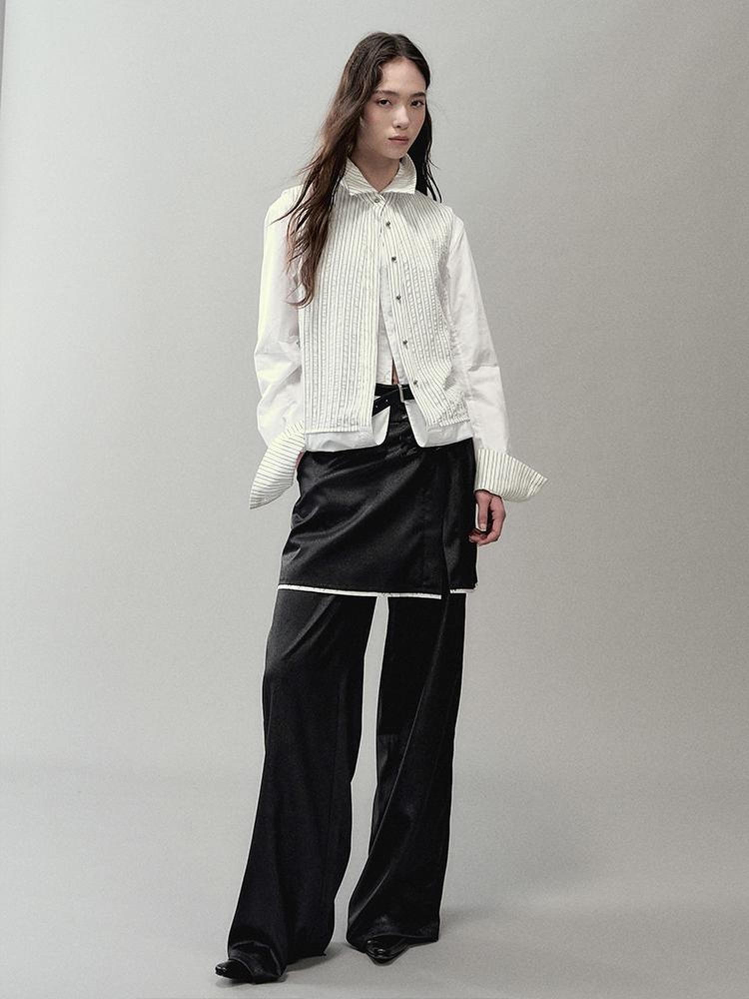 AnnoMundi Textured Glitter Split Hem Trousers With Detachable Skirt