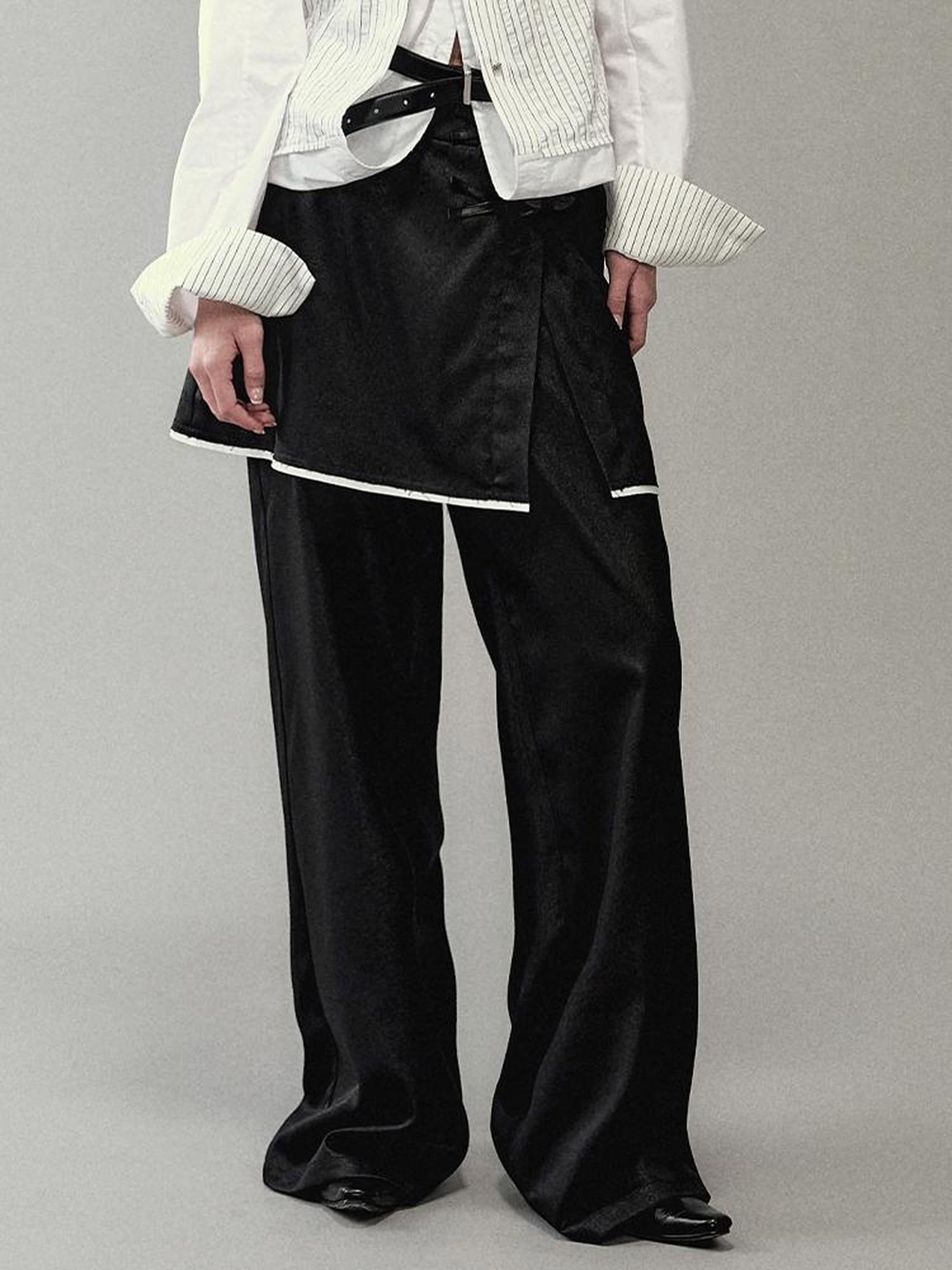 AnnoMundi Textured Glitter Split Hem Trousers With Detachable Skirt