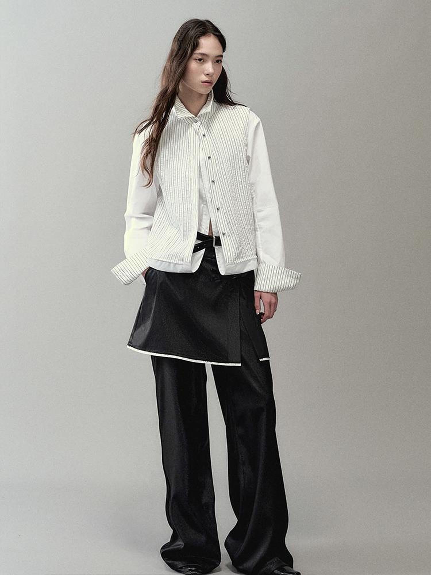 AnnoMundi Textured Glitter Split Hem Trousers With Detachable Skirt