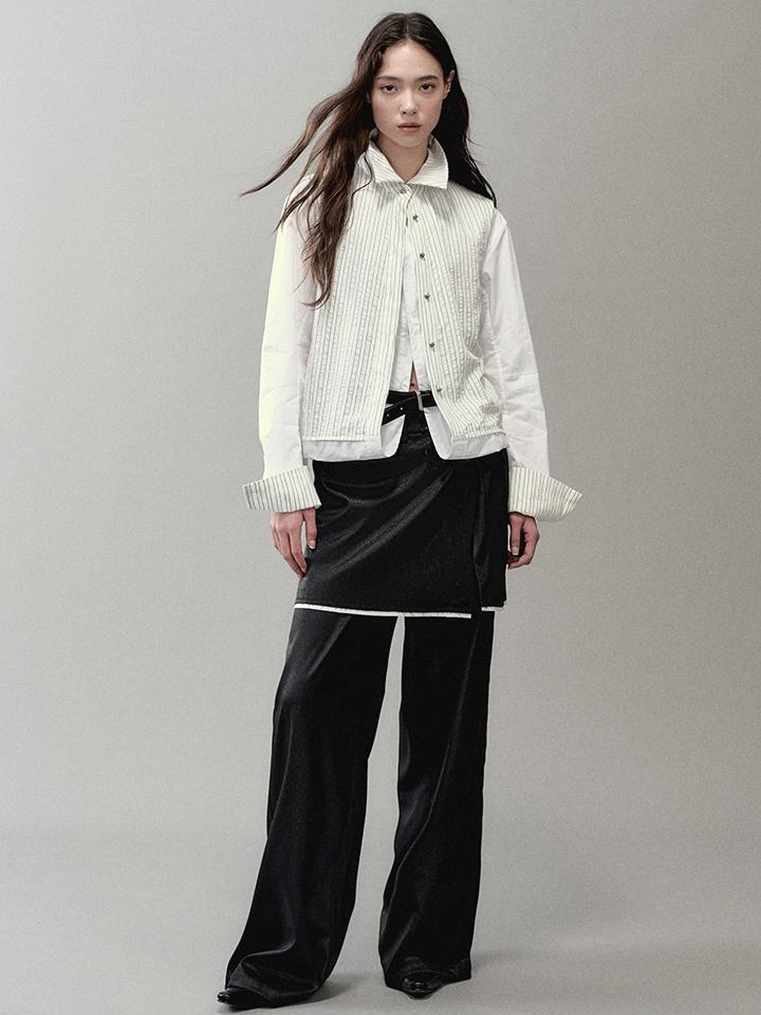 AnnoMundi Textured Glitter Split Hem Trousers With Detachable Skirt