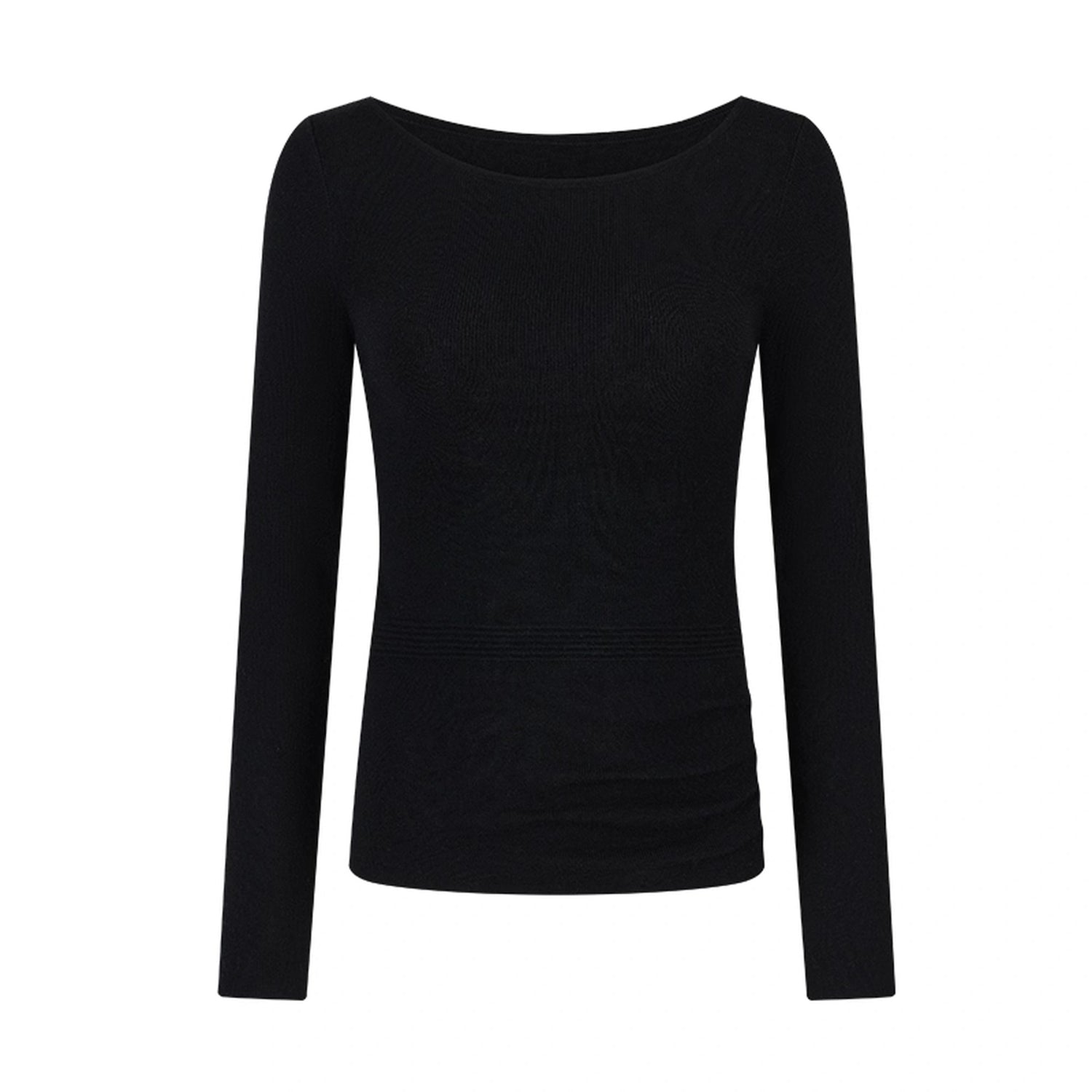 AnnoMundi_Textured_Knit_Top_In_Black_And_White_V-neck_T-shirt_Long_Sleeve_MISSTT