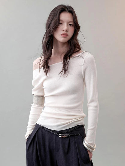 AnnoMundi Textured Knit Top In Black And White V-neck T-shirt Long Sleeve Cardigan