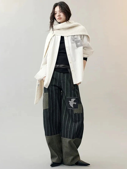 AnnoMundi Textured Knit Top In Black And White V-neck T-shirt Long Sleeve Cardigan