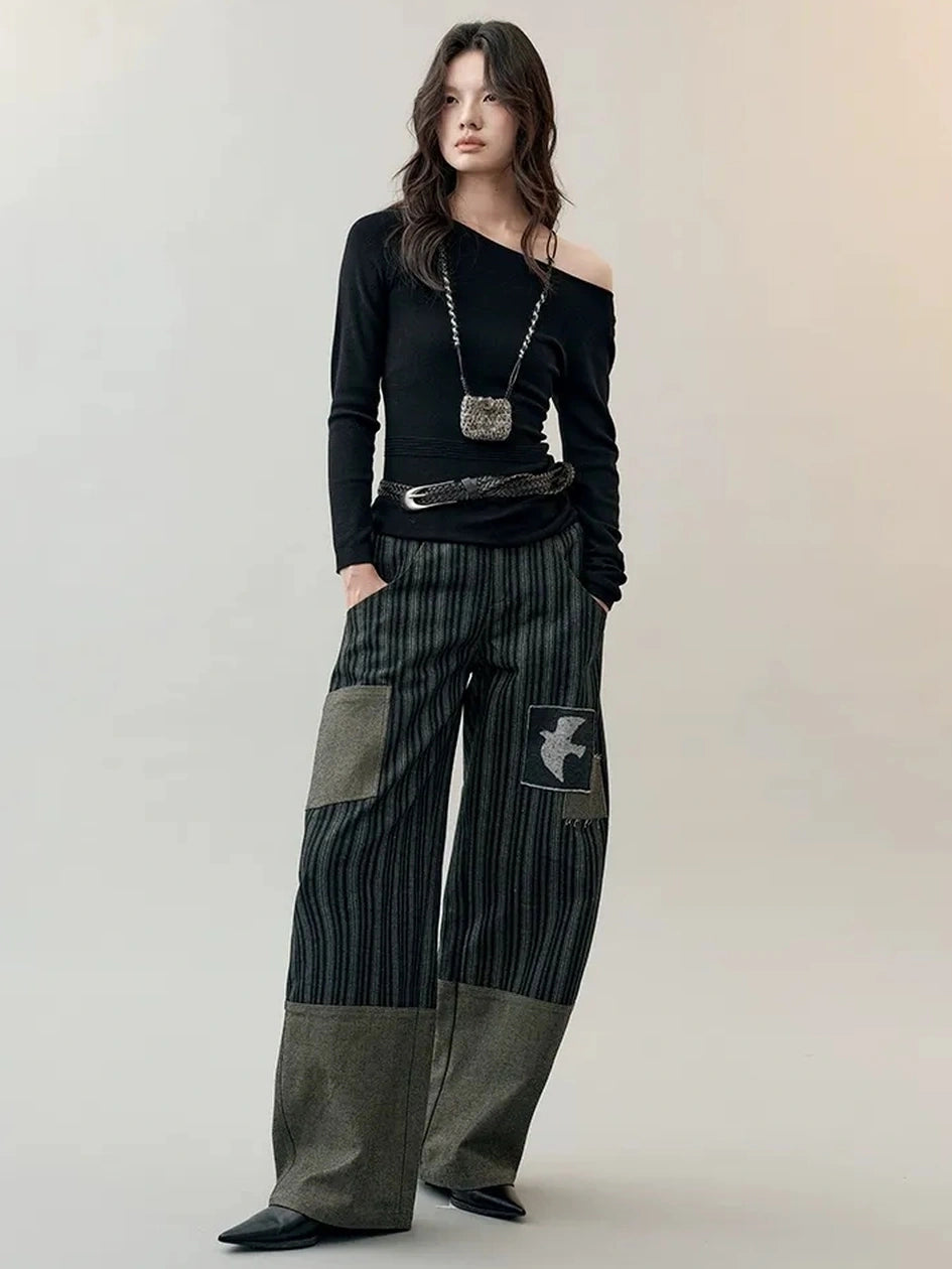 AnnoMundi Textured Knit Top In Black And White V-neck T-shirt Long Sleeve Cardigan