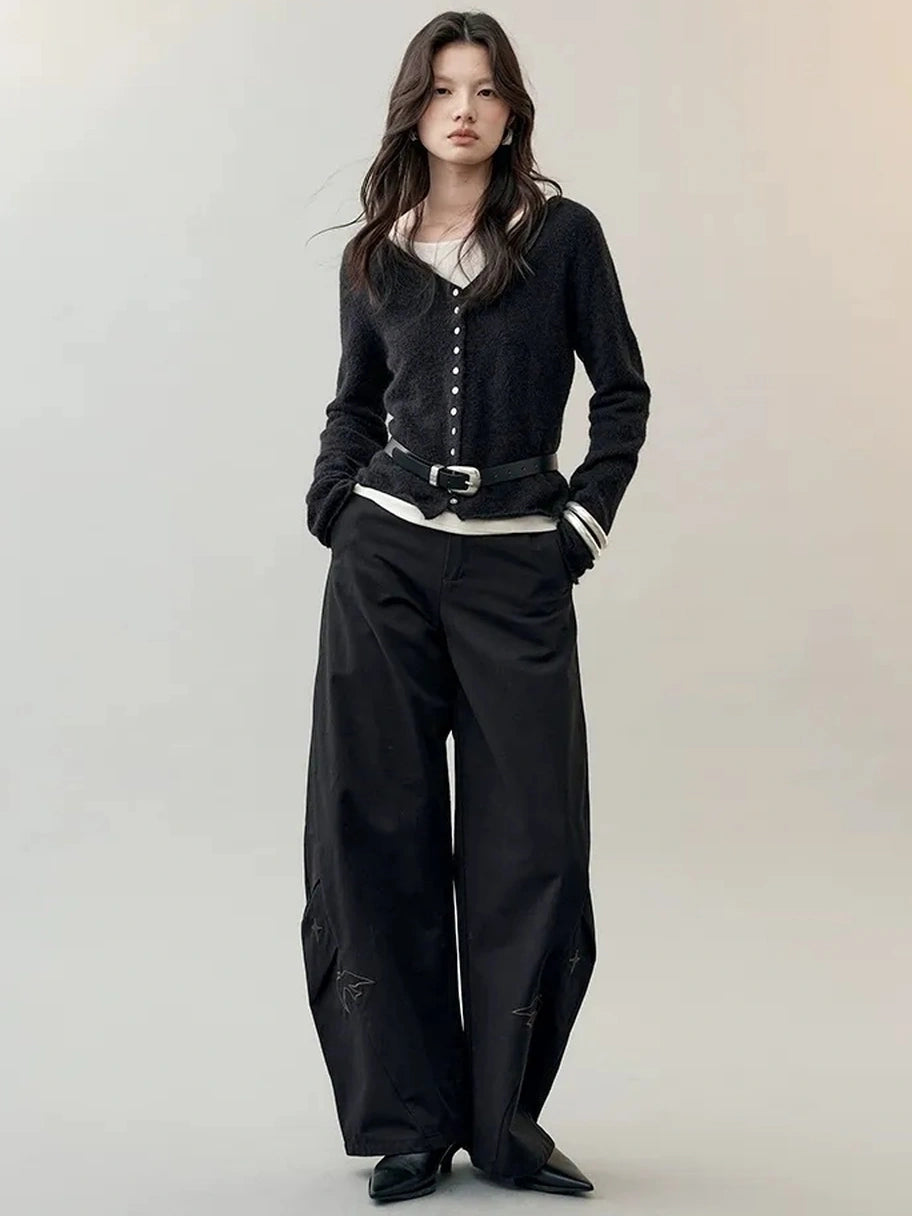 AnnoMundi Textured Knit Top In Black And White V-neck T-shirt Long Sleeve Cardigan