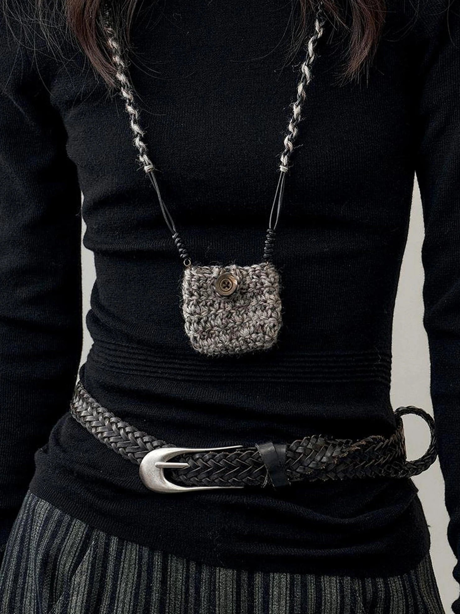 AnnoMundi Textured Knit Top In Black And White V-neck T-shirt Long Sleeve Cardigan