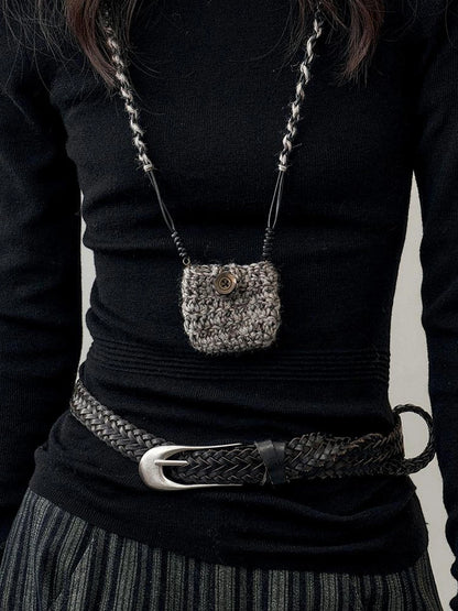 AnnoMundi Textured Knit Top In Black And White V-neck T-shirt Long Sleeve Cardigan