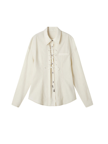 AnnoMundi Textured Pleat Tied Waist Shirt Top