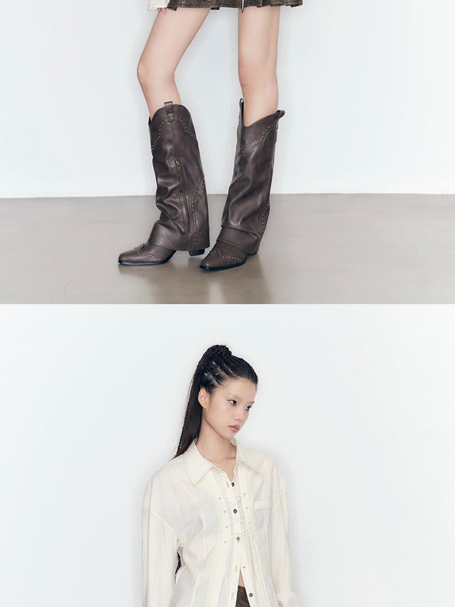 AnnoMundi Textured Pleat Tied Waist Shirt Top