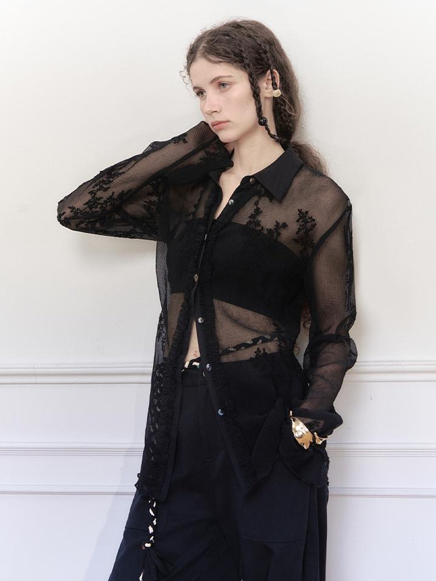 AnnoMundi Textured Sheer Linen Look Sun Shirt