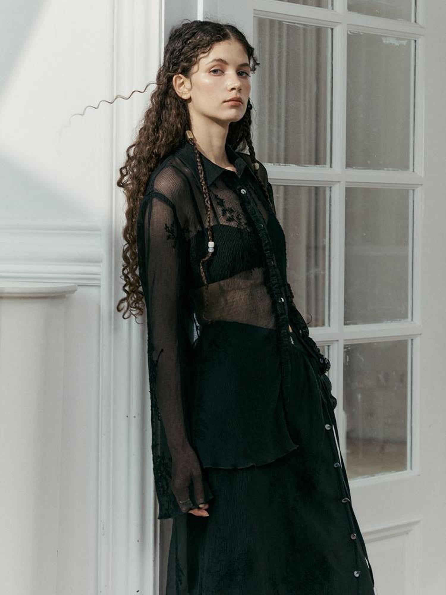 AnnoMundi Textured Sheer Linen Look Sun Shirt