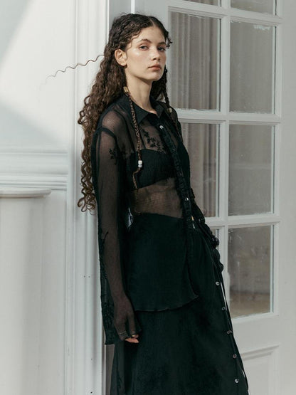 AnnoMundi Textured Sheer Linen Look Sun Shirt