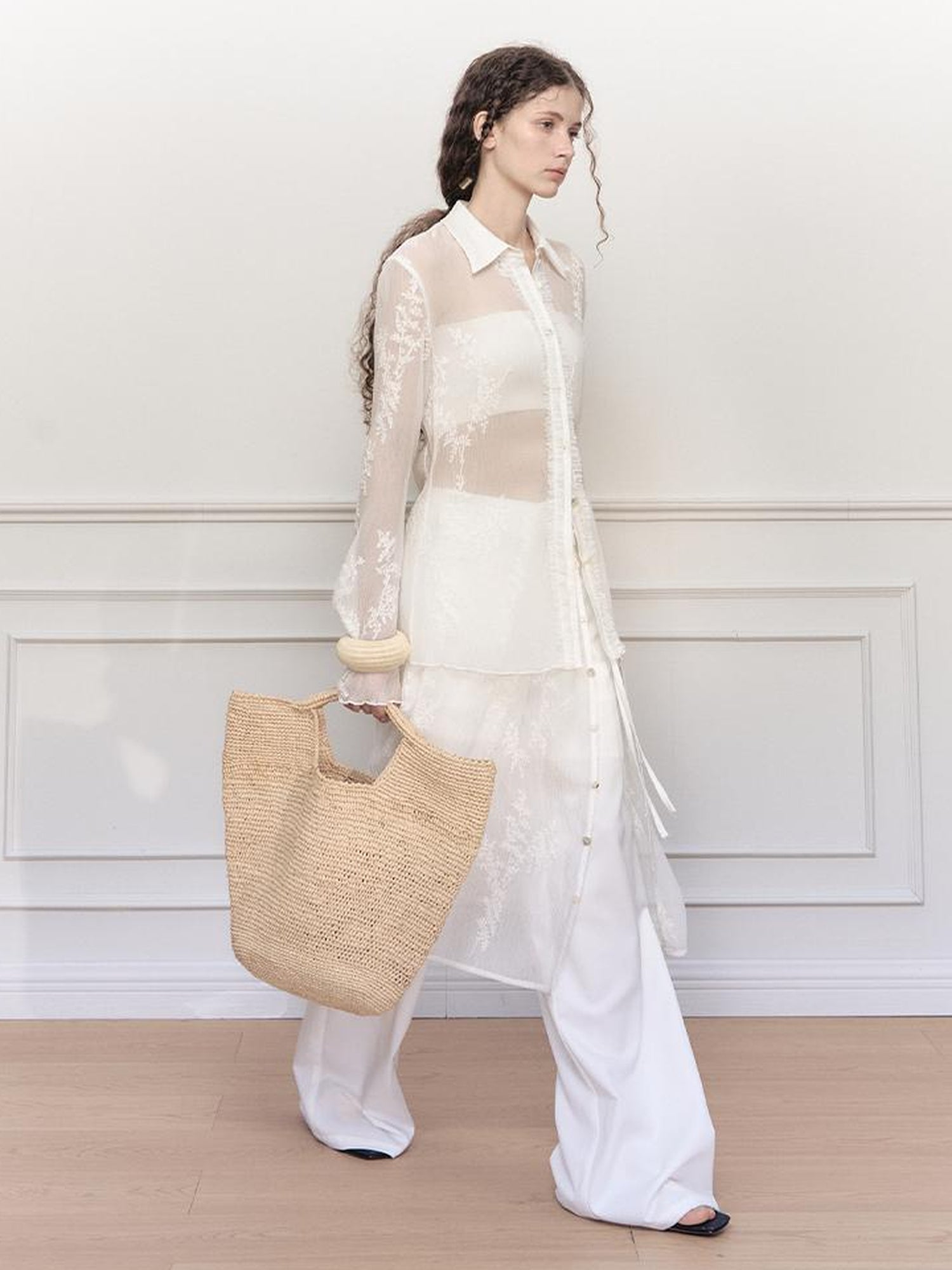 AnnoMundi Textured Sheer Linen Look Sun Shirt