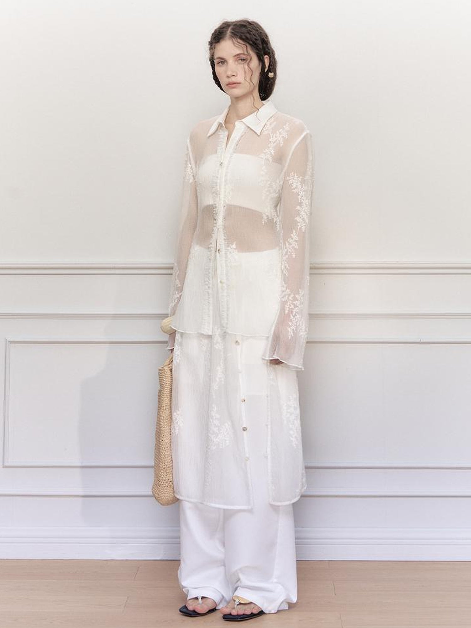 AnnoMundi Textured Sheer Linen Look Sun Shirt