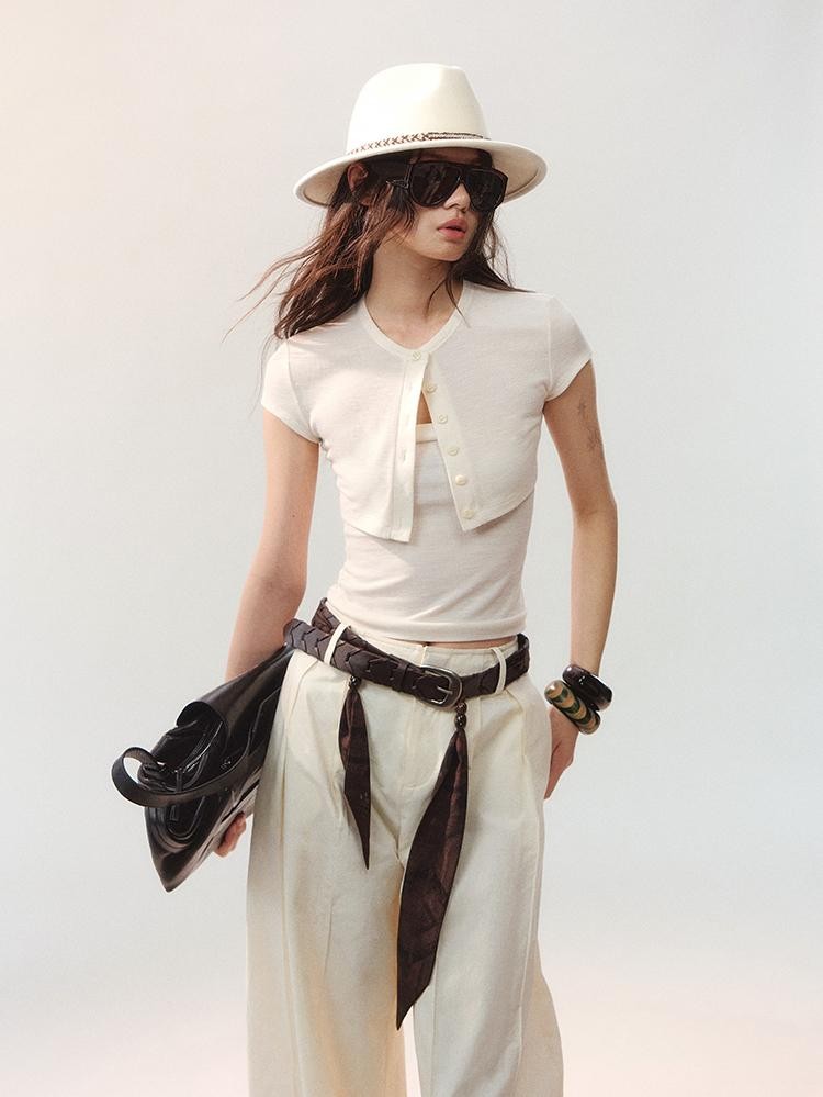 AnnoMundi Textured Slim Fit Layered Two Piece Women&