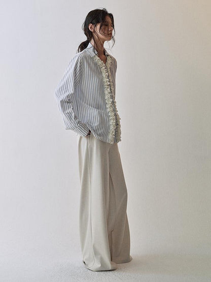 AnnoMundi Textured Stripe Shirt With 3D Lace Placket