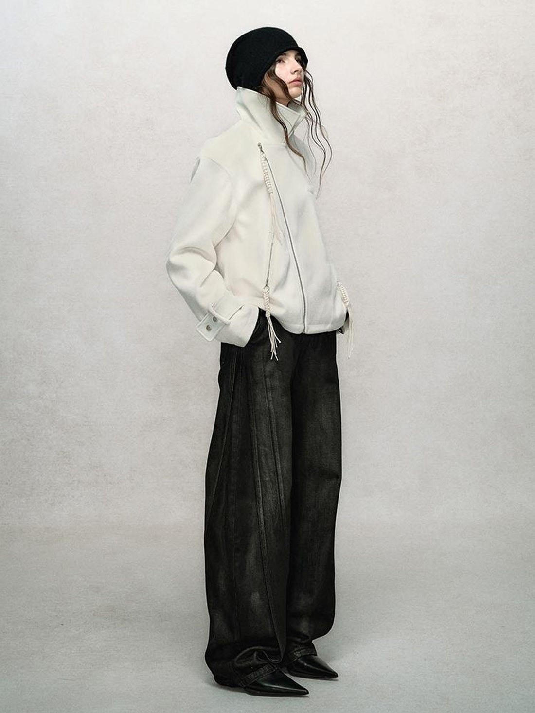 AnnoMundi Textured Suede Wool Blend Short Coat
