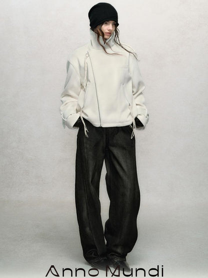 AnnoMundi Textured Suede Wool Blend Short Coat