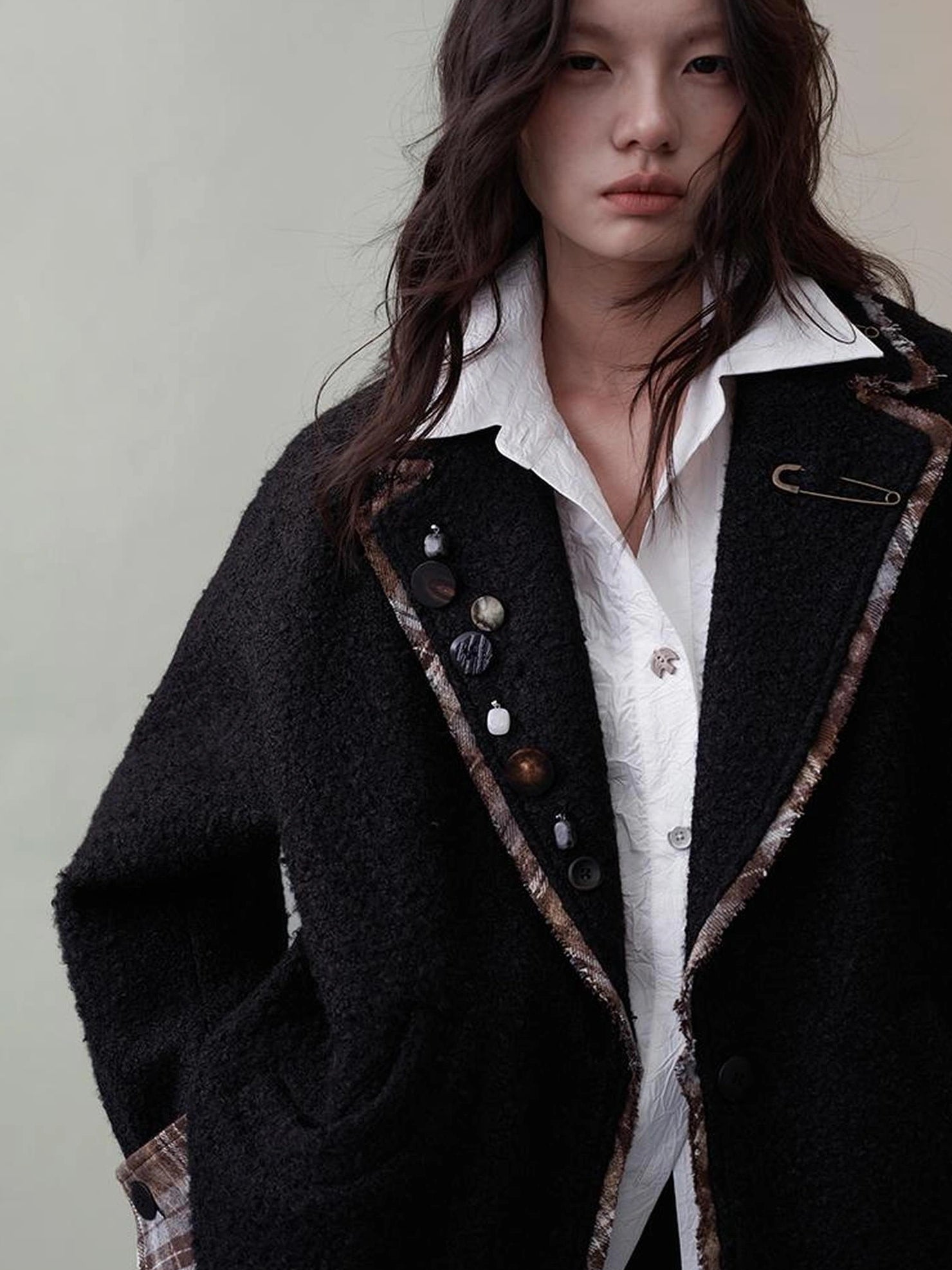 AnnoMundi Textured Tweed Checkerboard Blazer Jacket