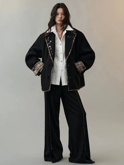 AnnoMundi Textured Tweed Checkerboard Blazer Jacket