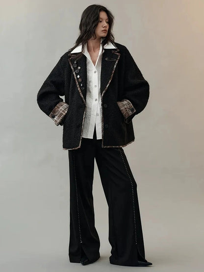 AnnoMundi Textured Tweed Checkerboard Blazer Jacket